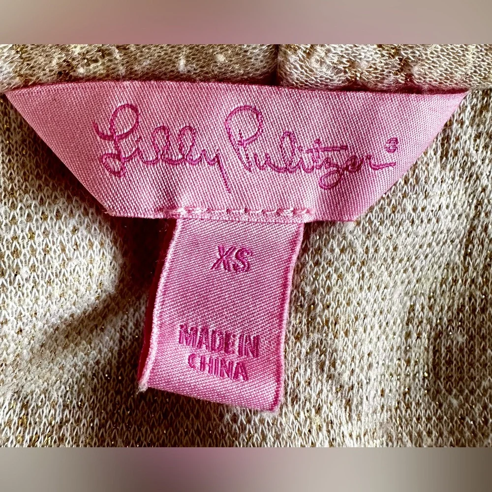 Lilly Pulitzer Brea Wrap Heathered Wheat Lurex Knit Mizner Jacquard Gold Jacket